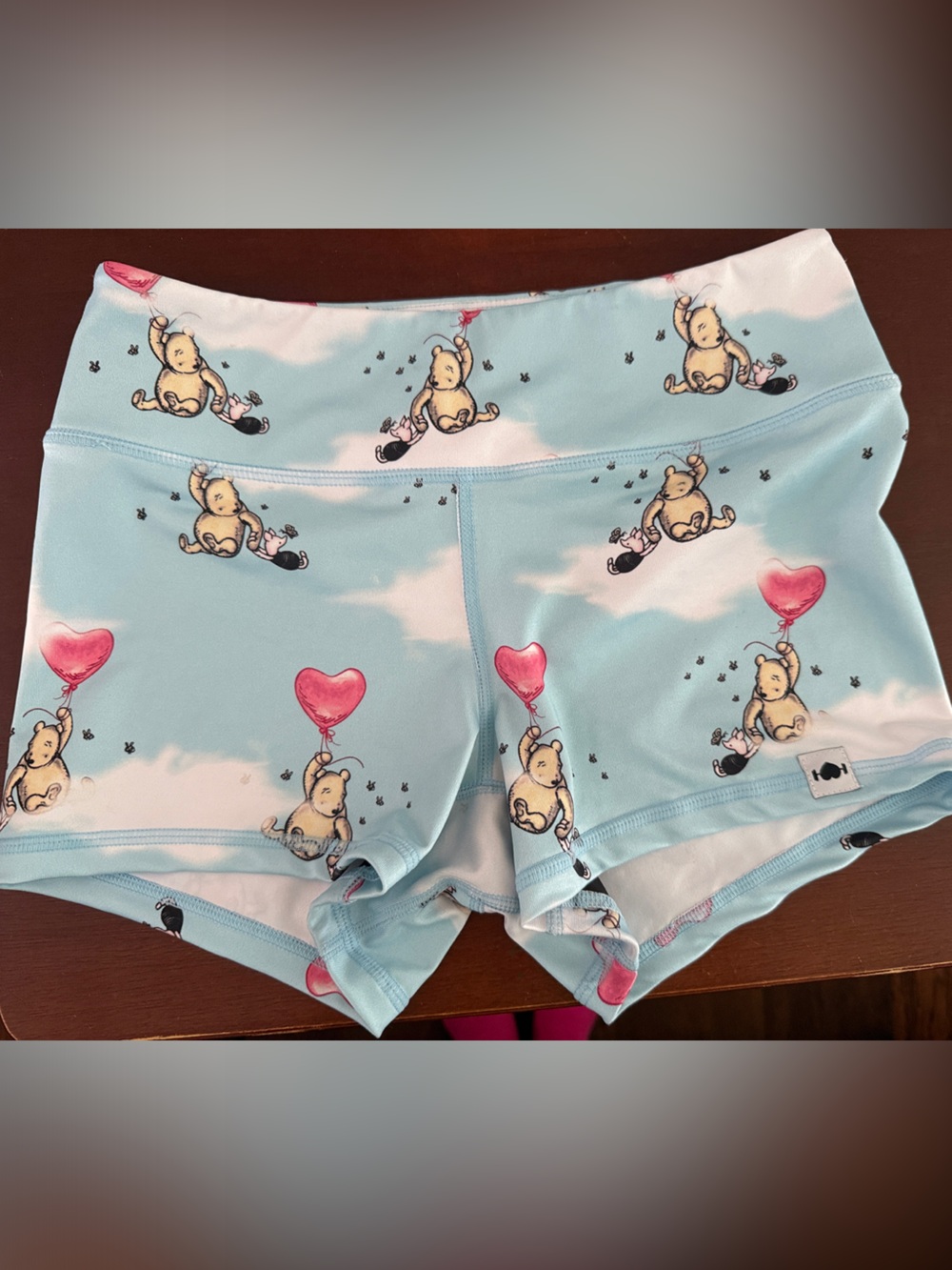 Women’s Winnie the Pooh, Athletic Shorts with Heart Balloon